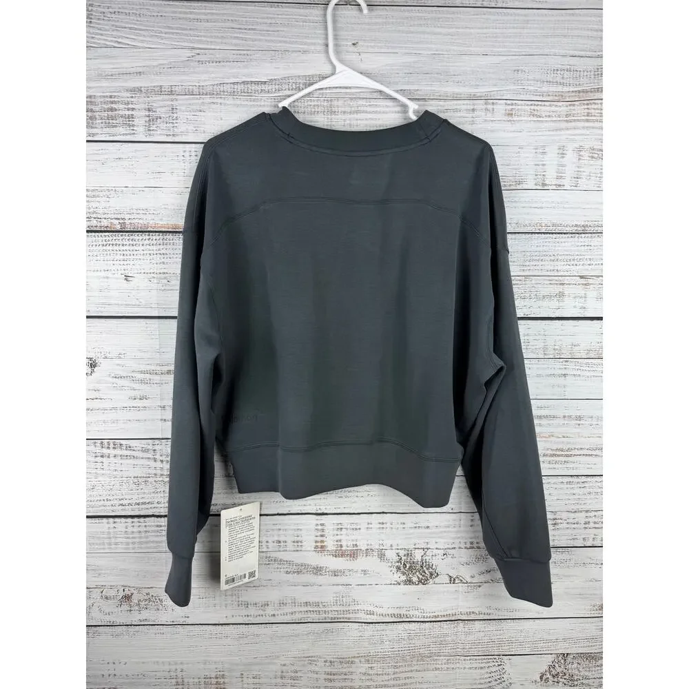 Lululemon Perfectly Oversized Crop Crew Softstreme Sweatshirt 6 Black Gray NEW